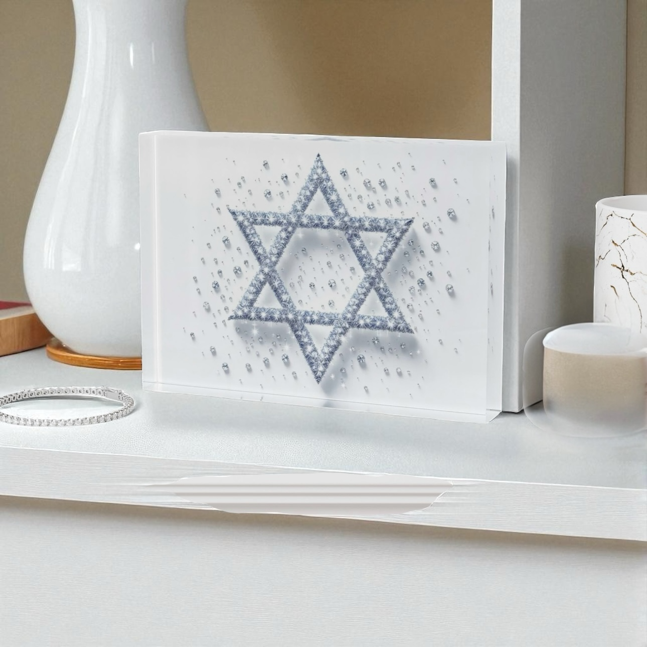 Diamond Star Of David Crystal Block