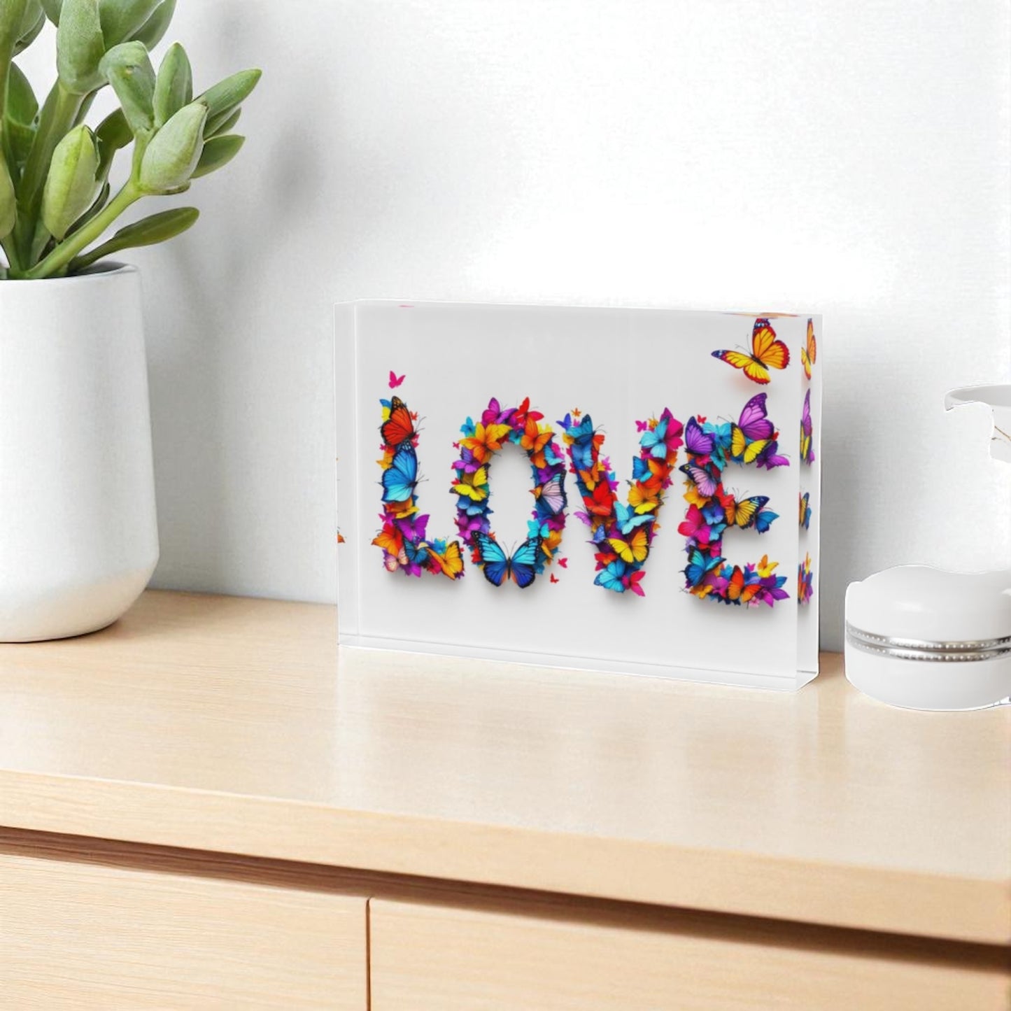 Love Butterfly Crystal Block