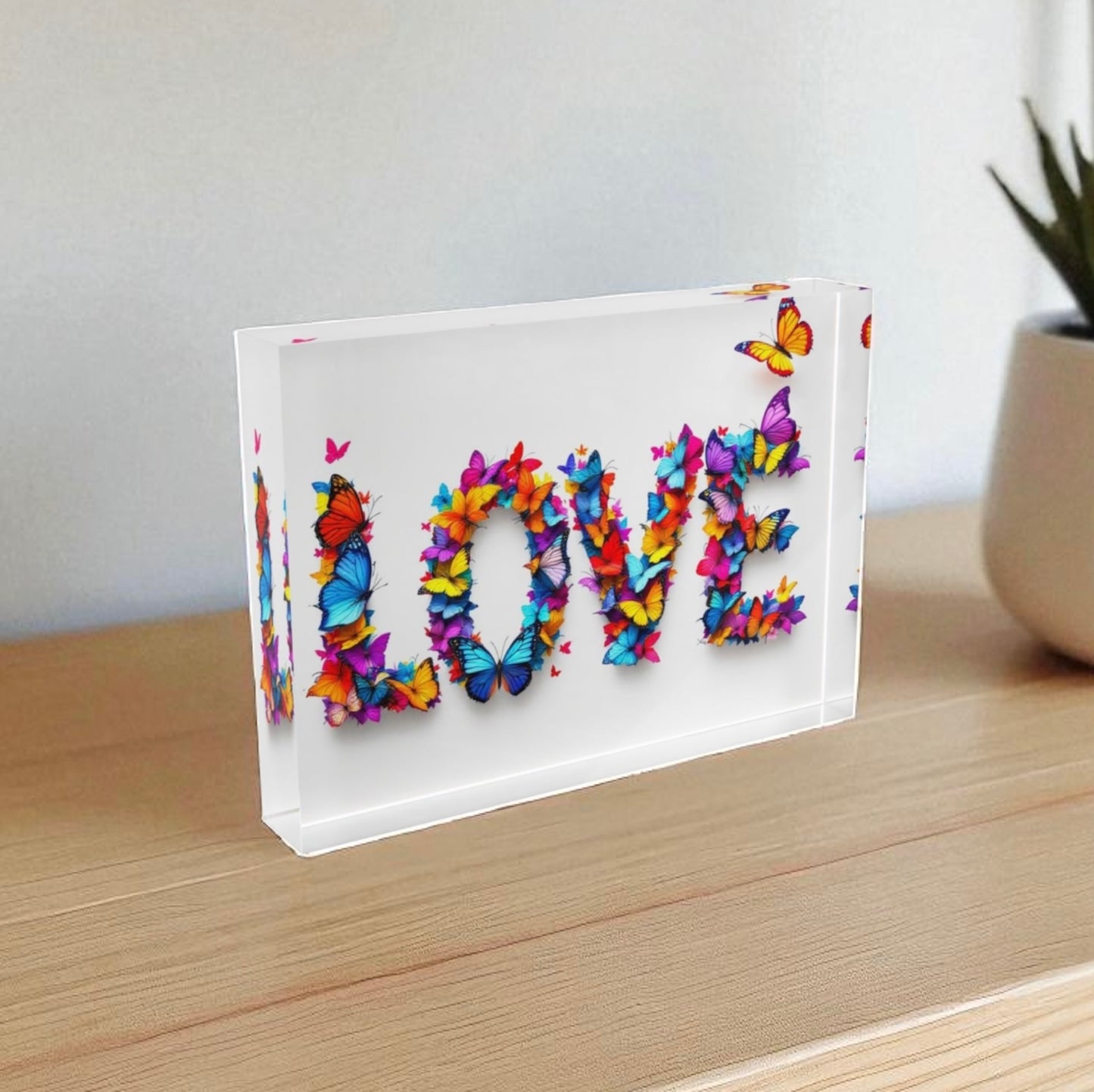 Love Butterfly Crystal Block