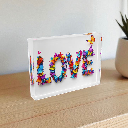 Love Butterfly Crystal Block