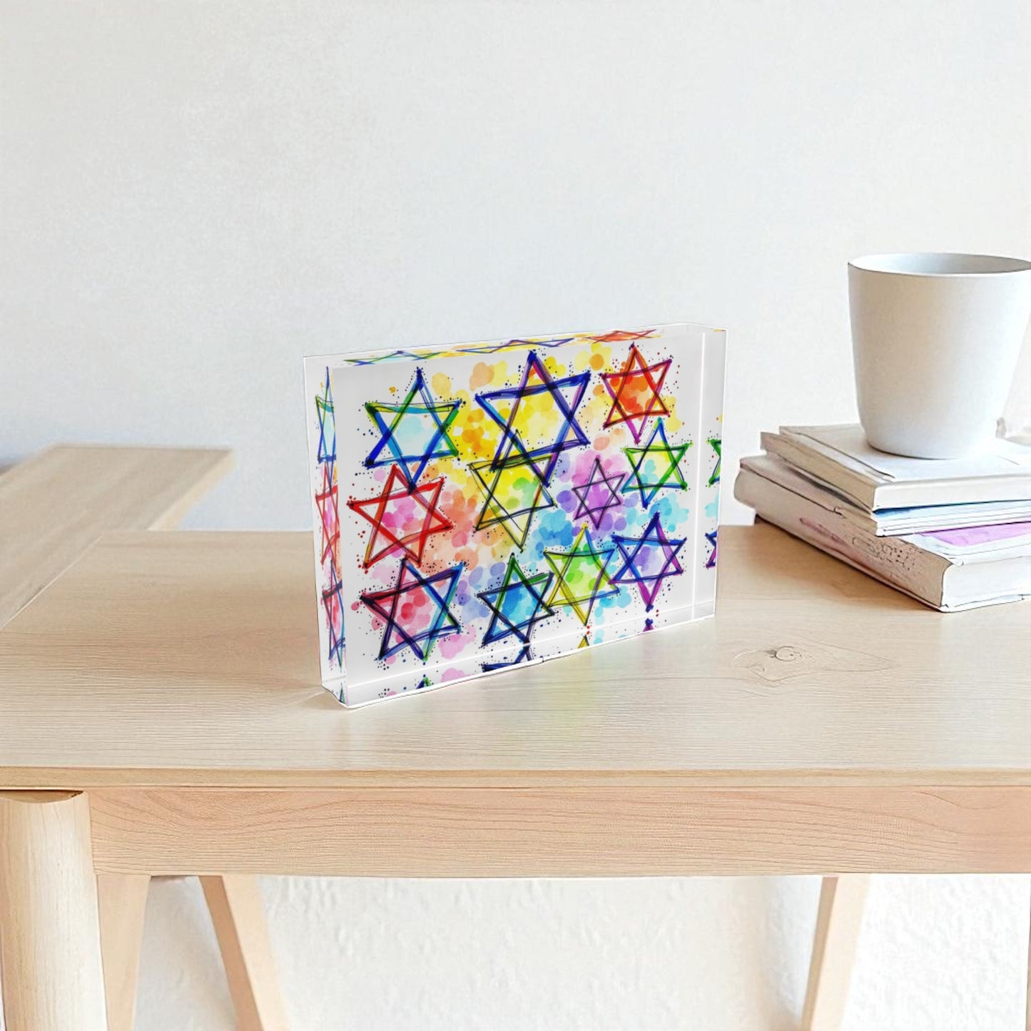Colorful Star Of David Crystal Block