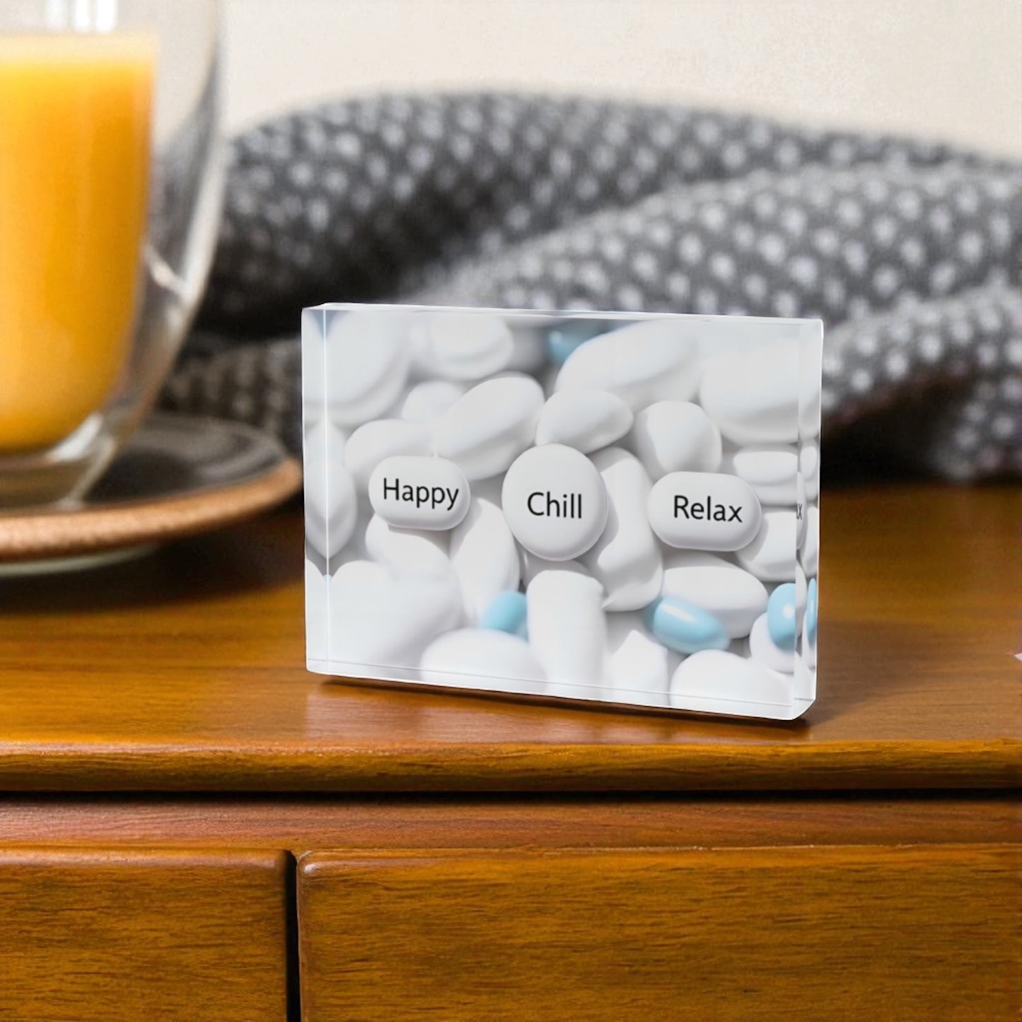Happy Chill Relax Pill Crystal Block