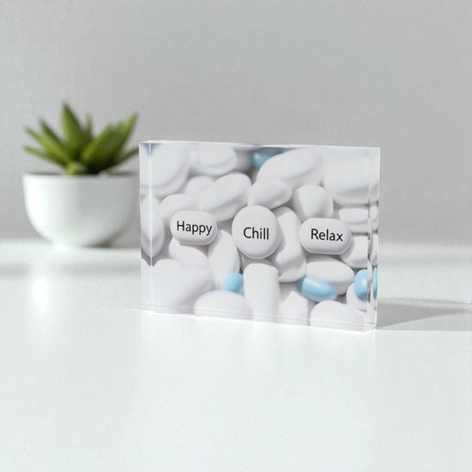 Happy Chill Relax Pill Crystal Block