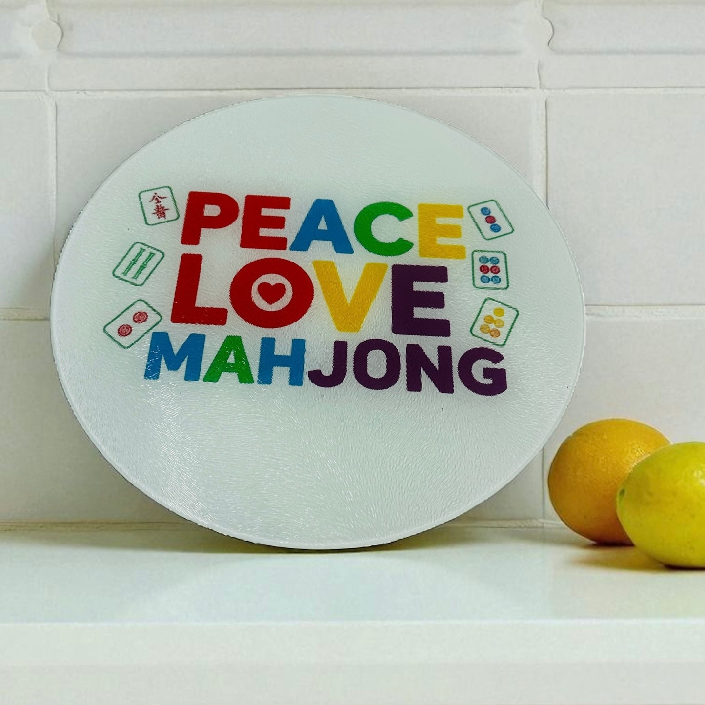 Peace Love Mahjong Cutting Board Serving Platter