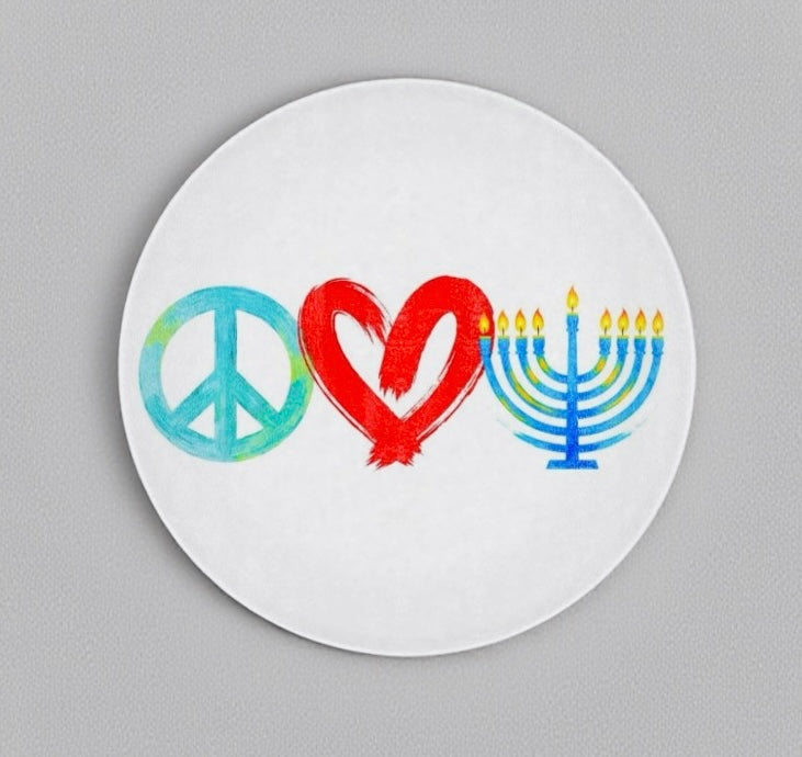Peace Love Hanukkah Menorah Judaica Cutting Board Platter