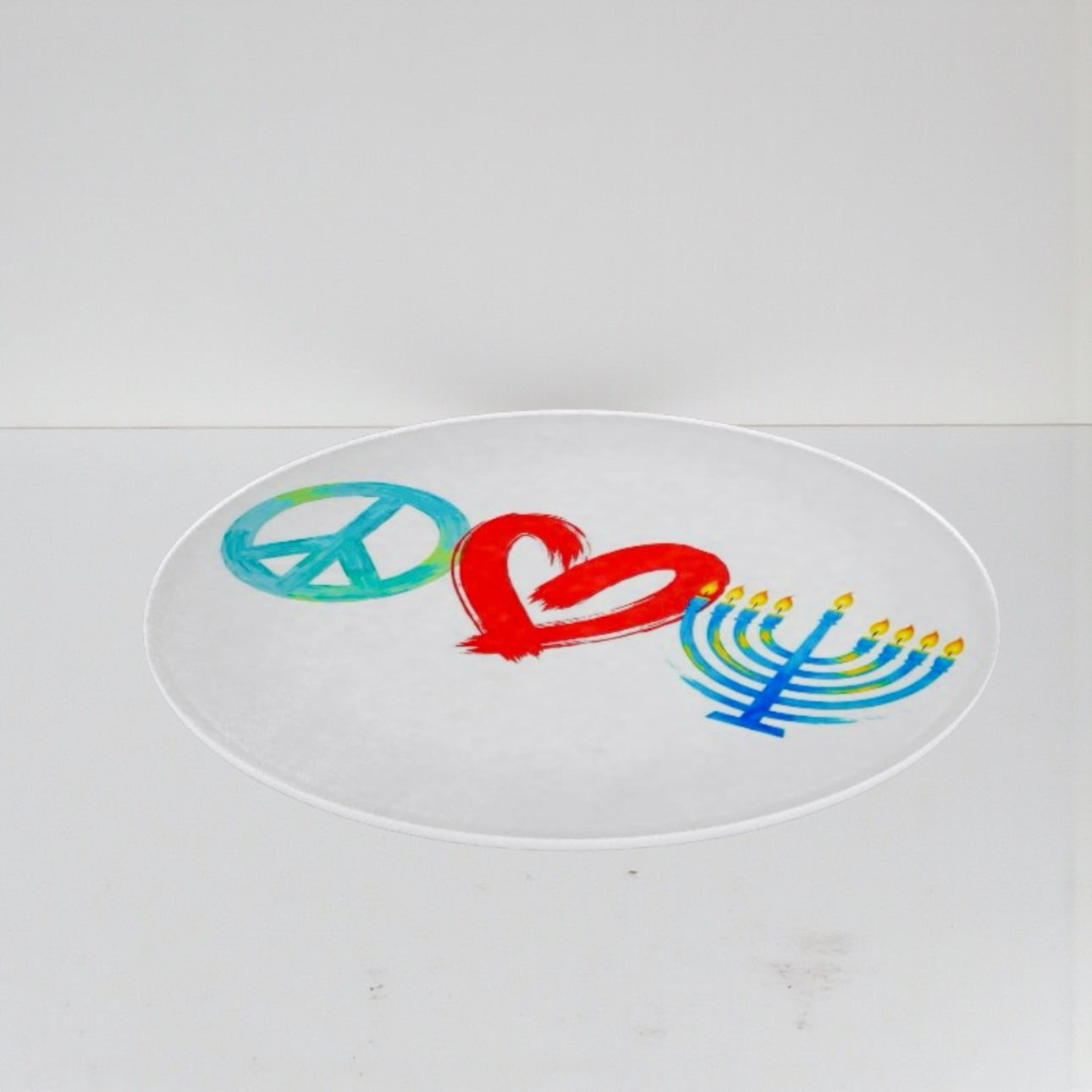 Peace Love Hanukkah Menorah Judaica Cutting Board Platter