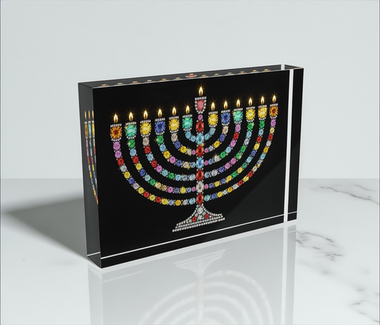 Gem Menorah Crystal Block
