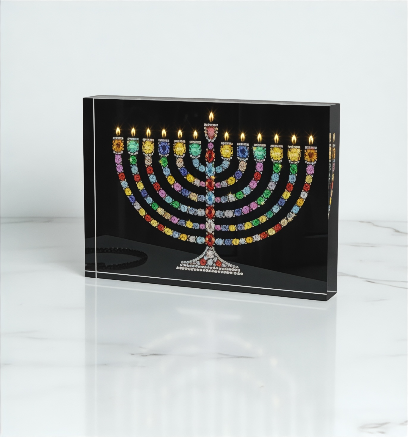 Gem Menorah Crystal Block