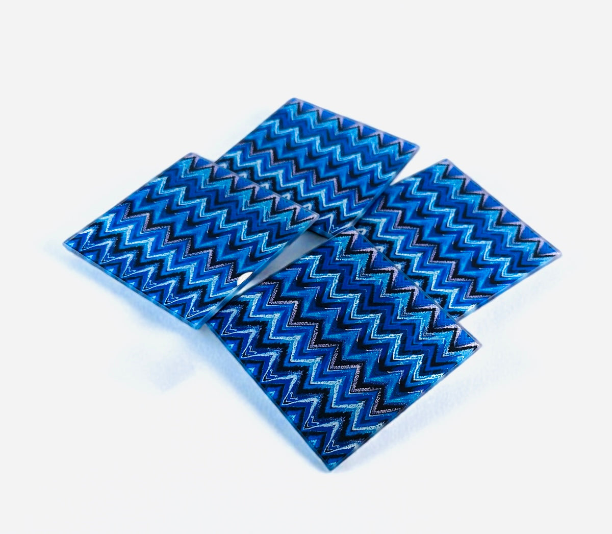 Abstract Zig Blues Coaster Set