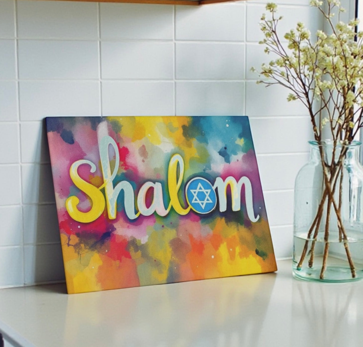 Shalom Judaica Candle Board Cutting Board