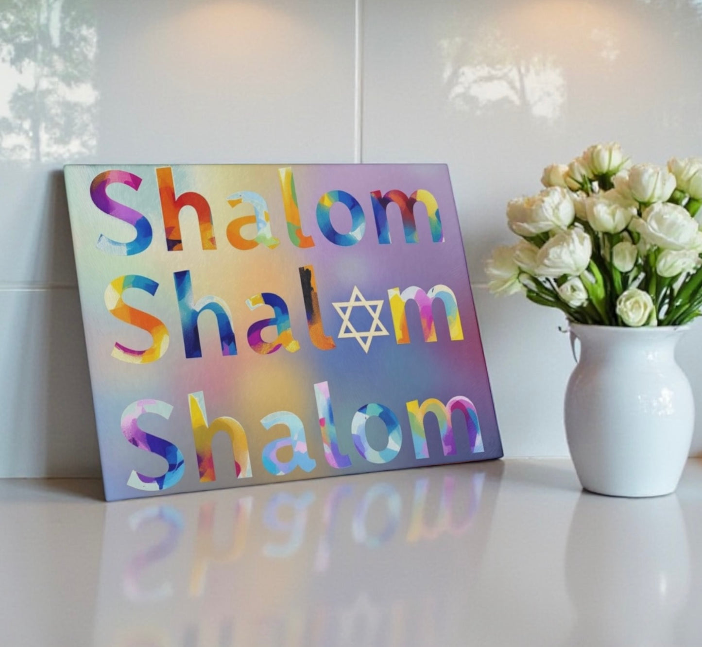 Shalom Judaica Candle Board Cutting Board