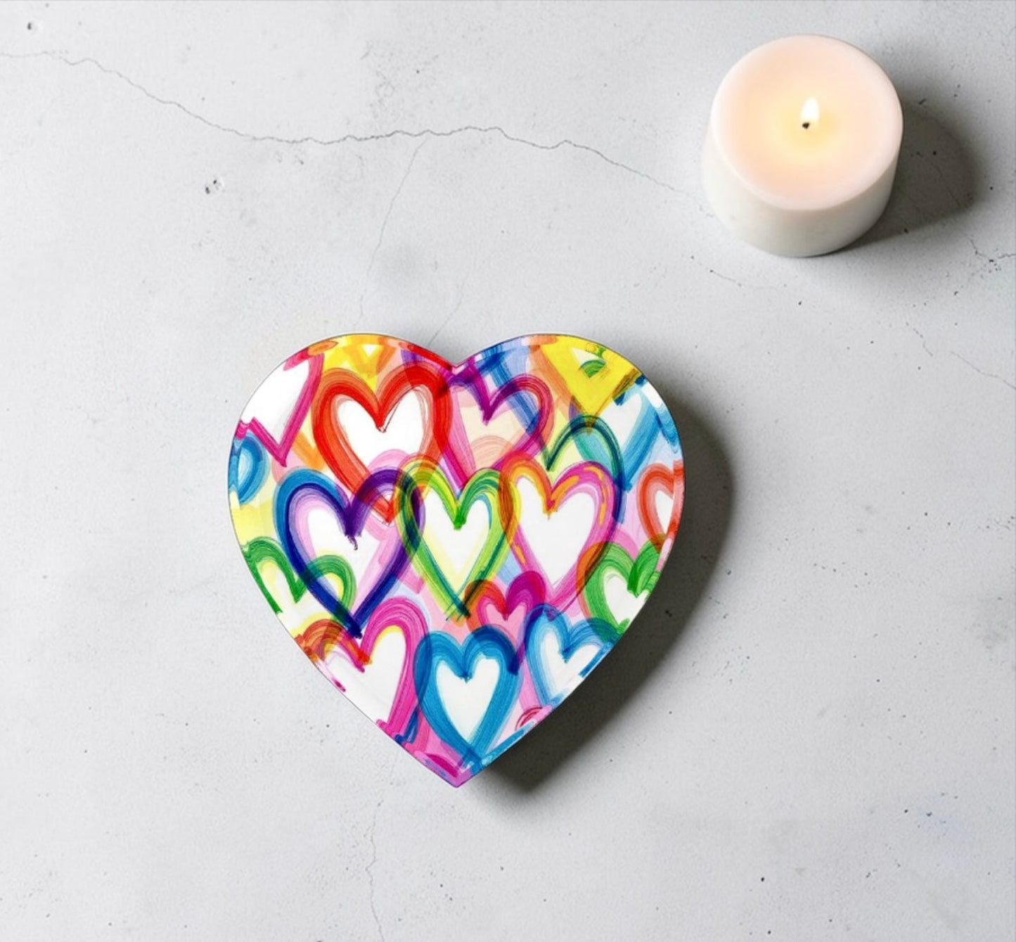 Colorful Hearts Love Crystal Heart Paperweight Table Decor