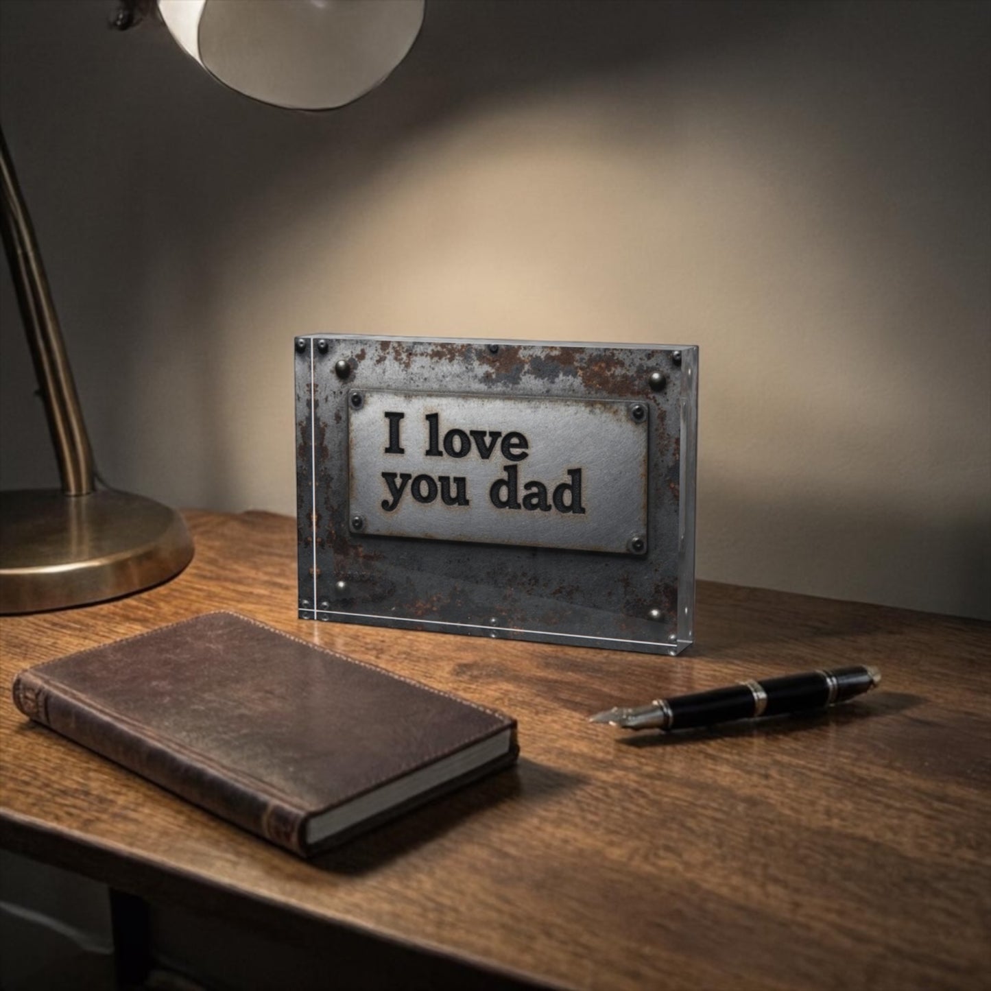 I Love You Dad Crystal Block Table Decor