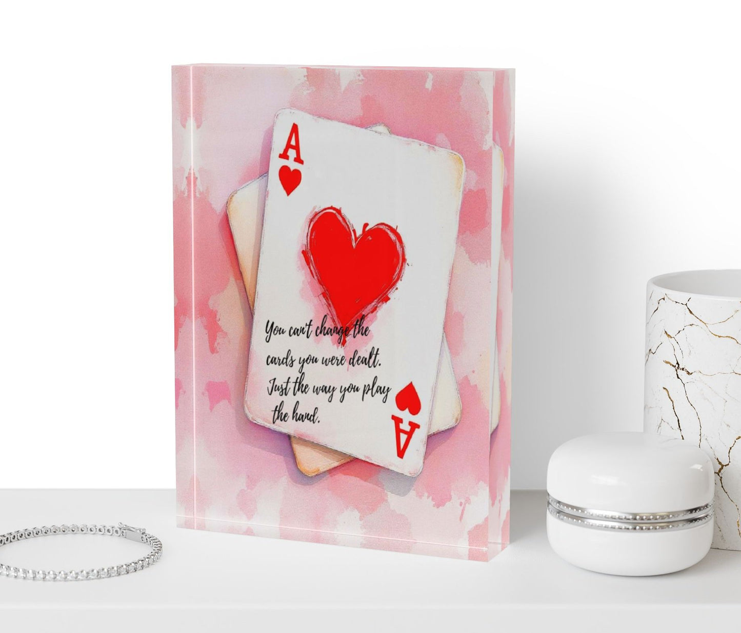 Ace Of Hearts You Can't change The Cards Crystal Block