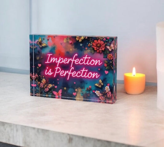 Imperfection Is perfection Crystal Block Table  Decor