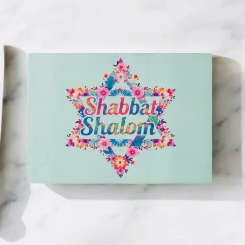 Shabbat Shalom Judaica Art Cutting Board Charcuterie Candle Board