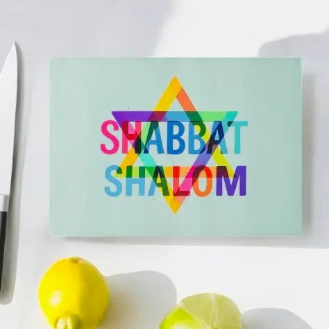 Shabbat Shalom Judaica Art Cutting Board Charcuterie Board Candle Board