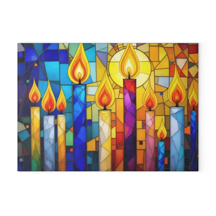 Candles Judaica Cutting Board Candle Board