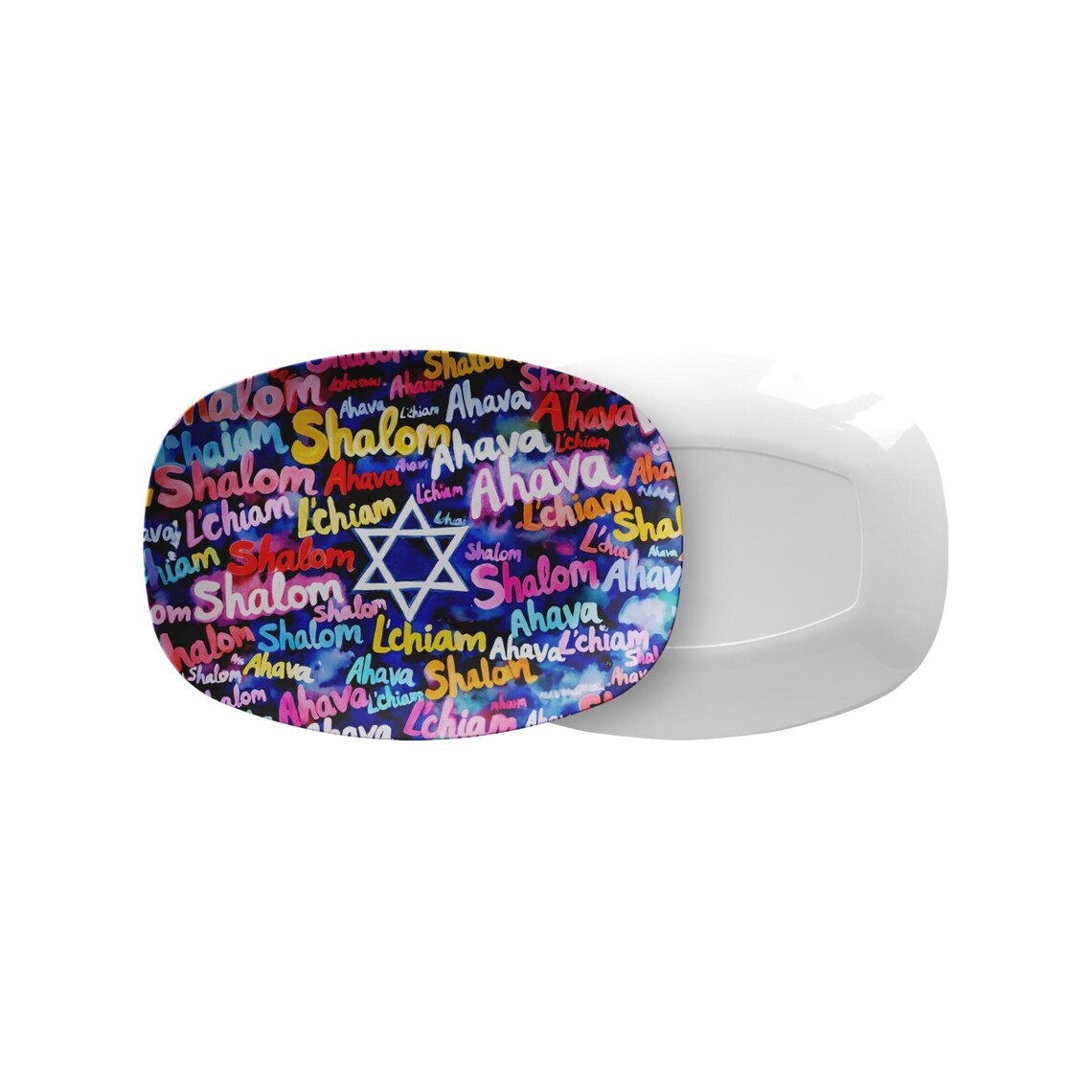 Ahava Shalom L'chaim Judaica Art Serving Platter