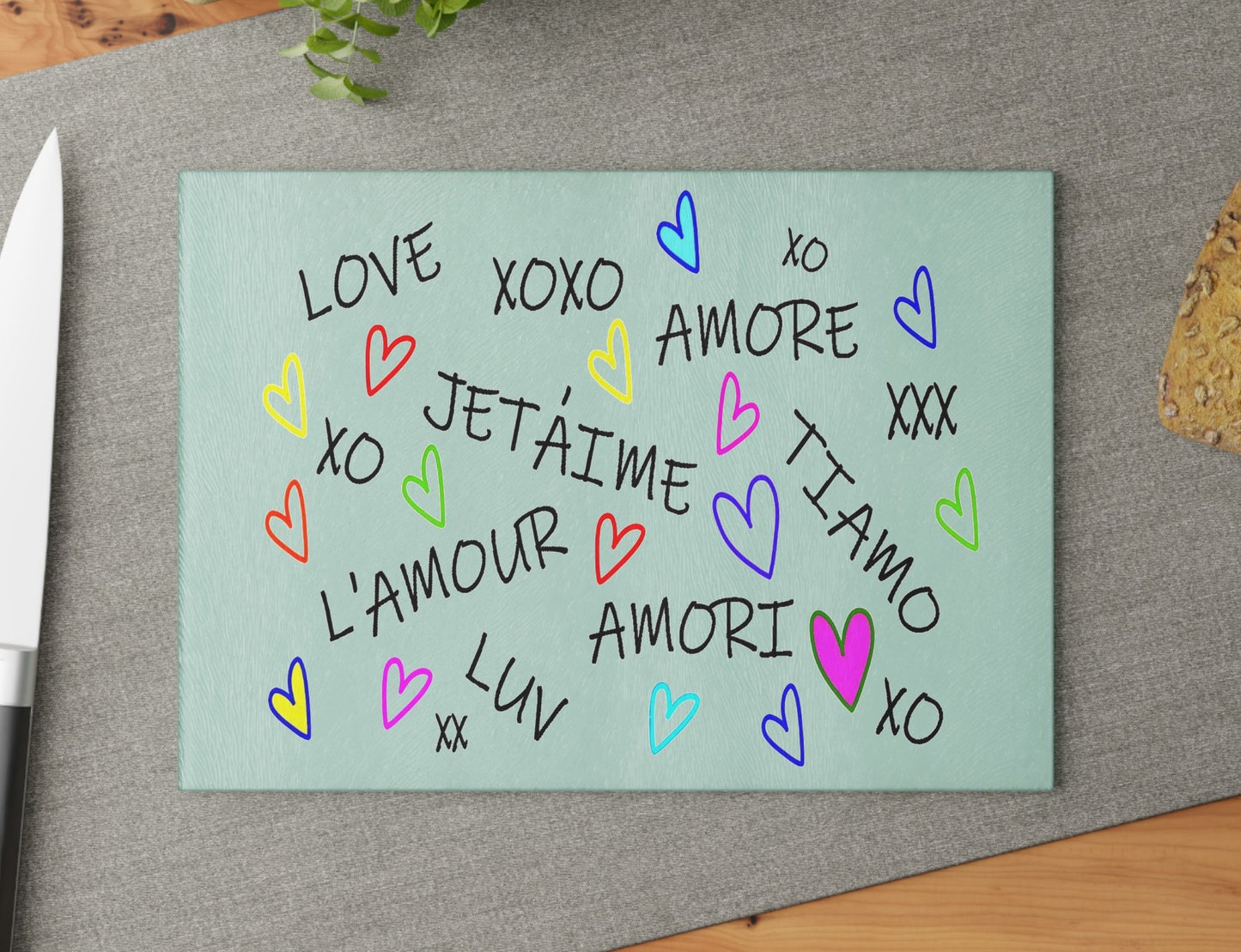 Love In Languages Cutting Board Serving Platter