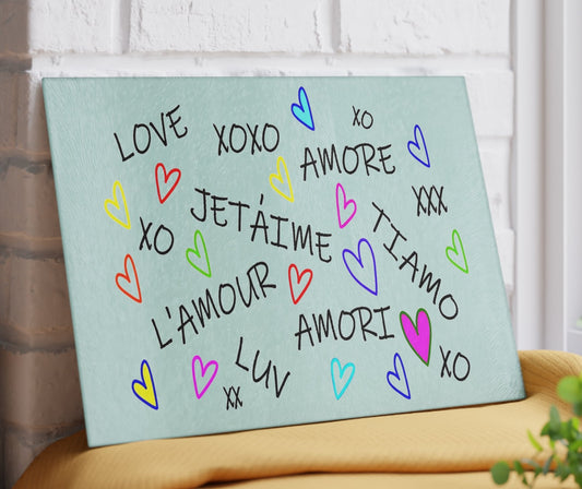 Love In Languages Cutting Board Serving Platter
