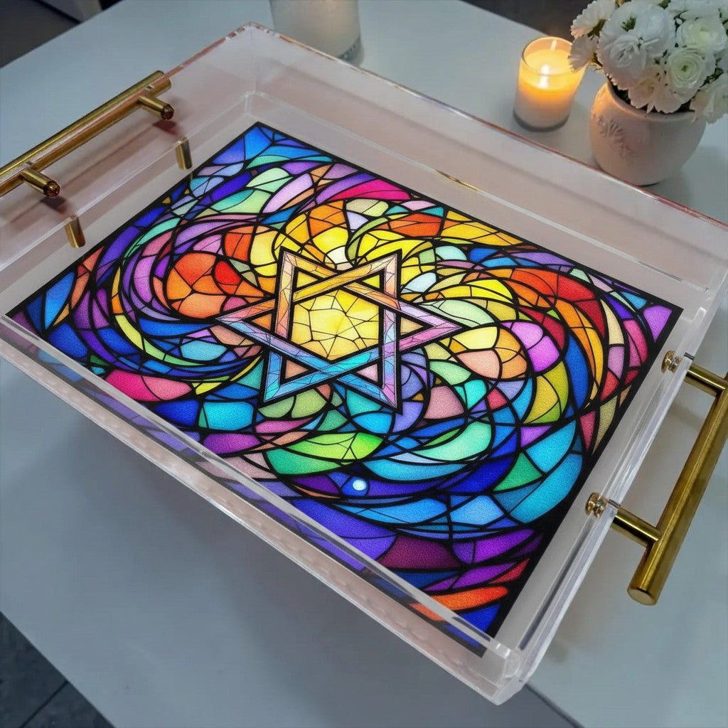 Star OI David Jewish Star Judaica Art Acrylic Tray