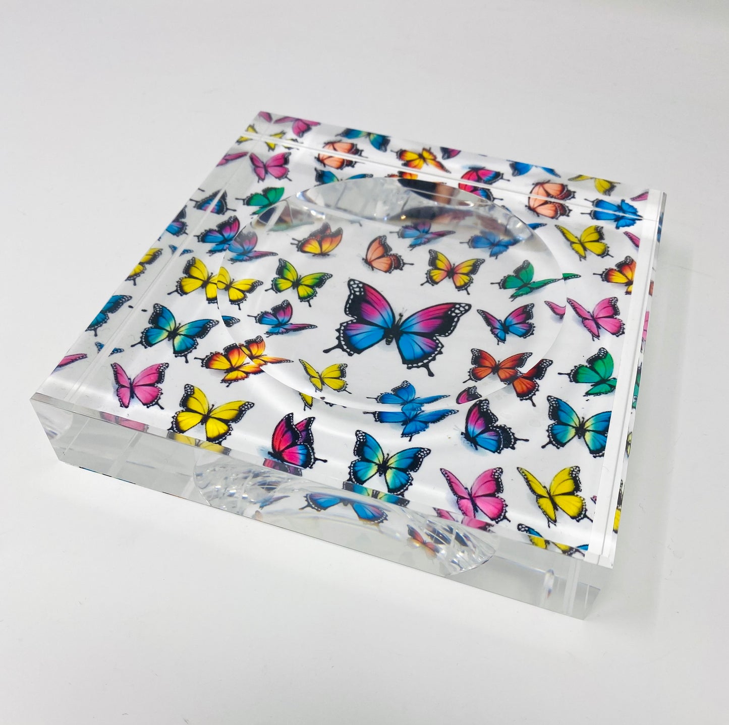 Butterfly Acrylic Block Candy Dish Catchall