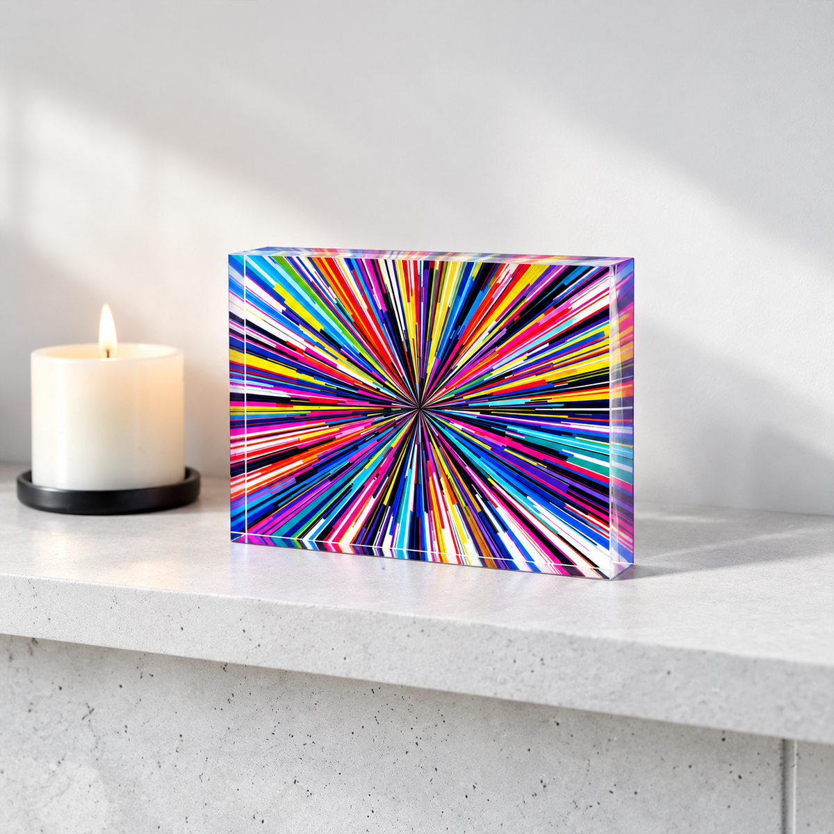 Colorful Abstract  Art Crystal Block Table Decor