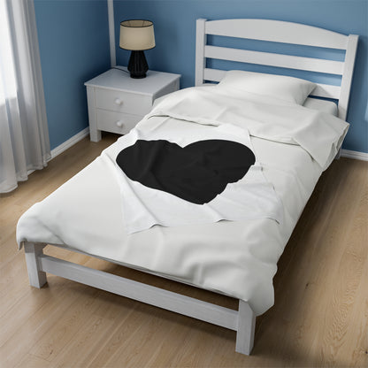 Modern Black Heart I Love You Throw Blanket Velveteen Plush Blanket