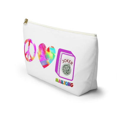 Peace Love Mahjong Tile Bag  Cosmetic Makeup Case Accessory Pouch