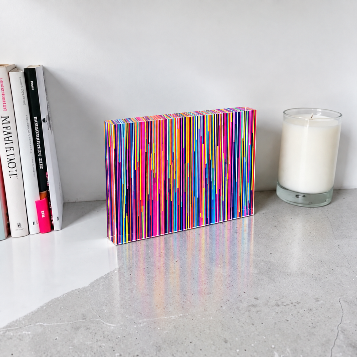 Colorful Abstract  Art Crystal Block Table Decor