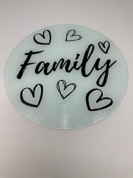 Family Hearts Cutting Board Charcuterie Board