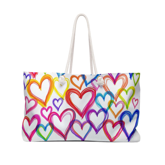Copy of Colorful Hearts  Tote Beach Bag Travel Bag Weekender Bag