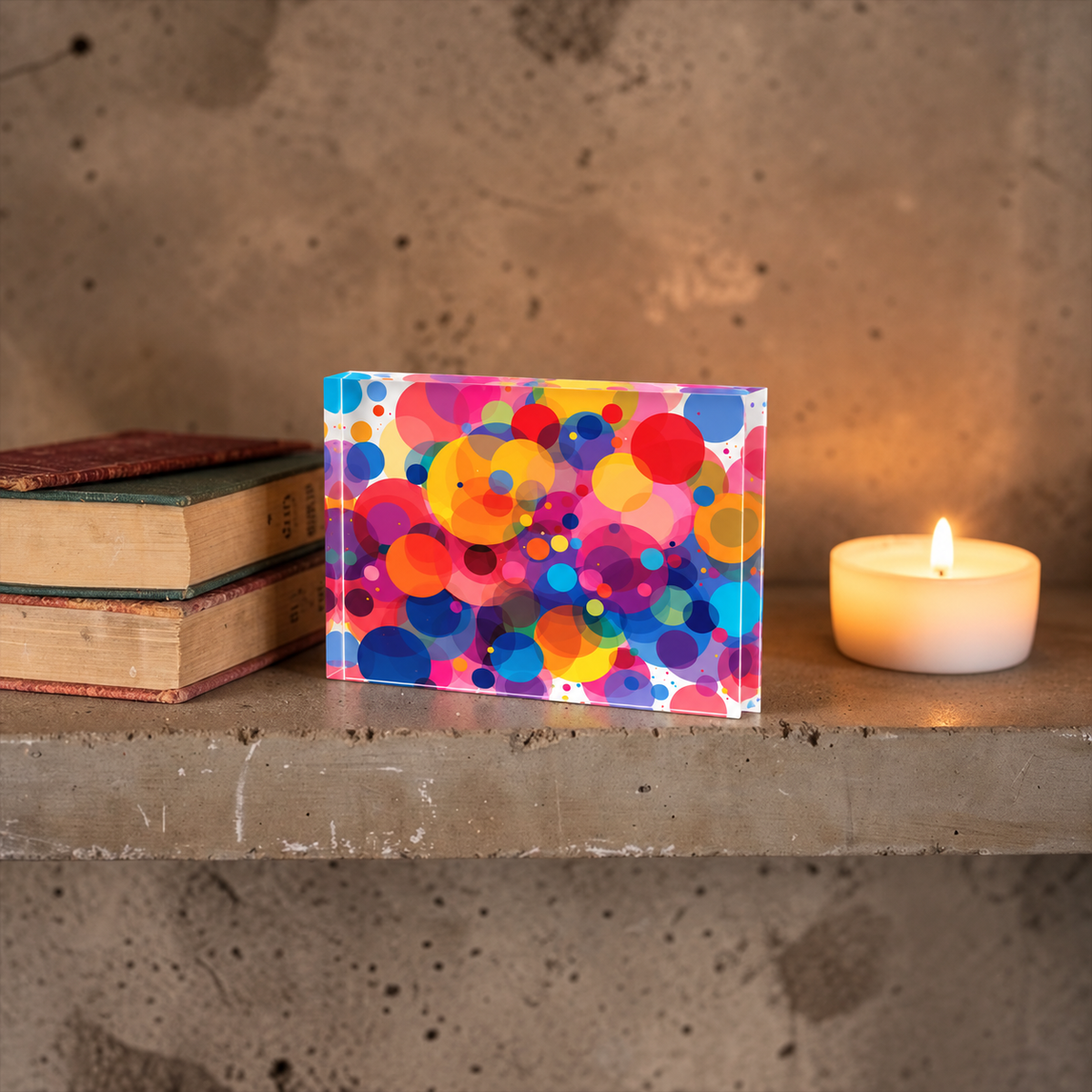 Colorful Abstract  Art Crystal Block Table Decor