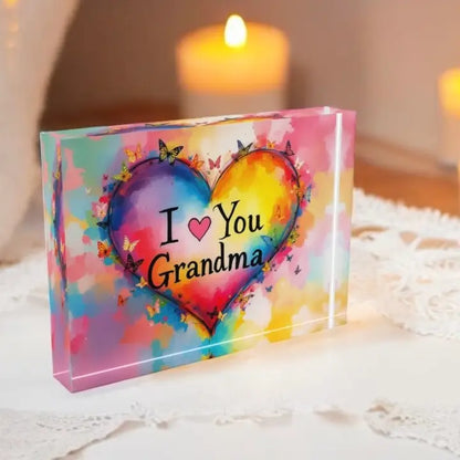 I Love You Grandma Mother’s Day Bday Crystal Block