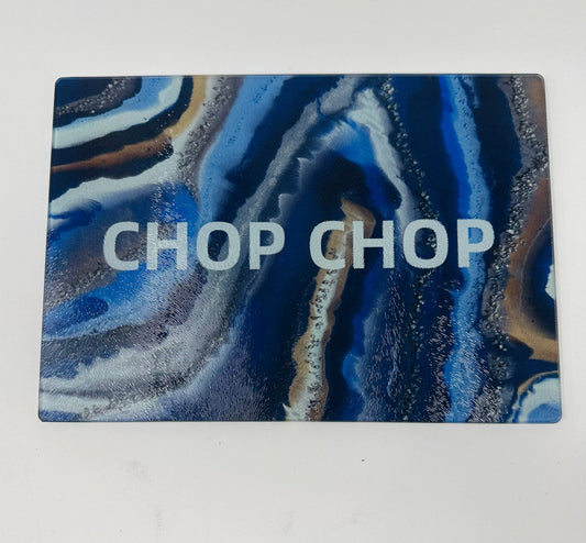 Chop Chop Agate Blues Bar Glass Cutting Charcuterie Board