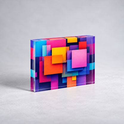 Colorful Abstract  Art Crystal Block Table Decor