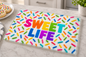 Sweet Life Glass Dessert Platter – Rainbow Sprinkle Serving Board for Cookies & Treats, Hostess & Birthday Gift