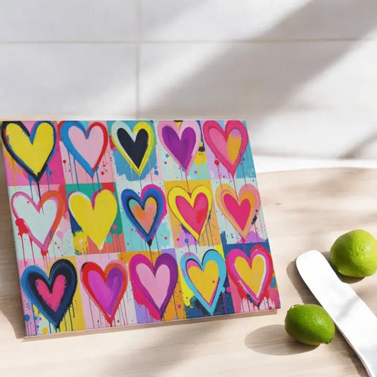 Modern Hearts Art Cutting board Charcuterie Board