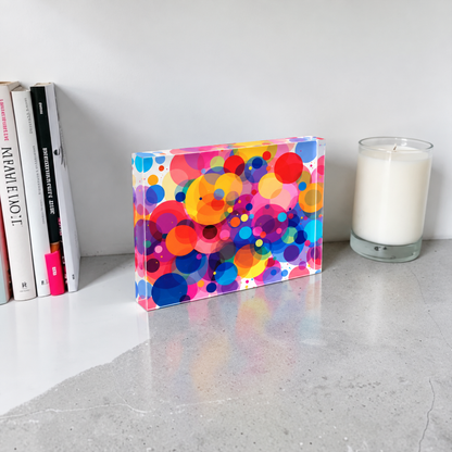 Colorful Abstract  Art Crystal Block Table Decor