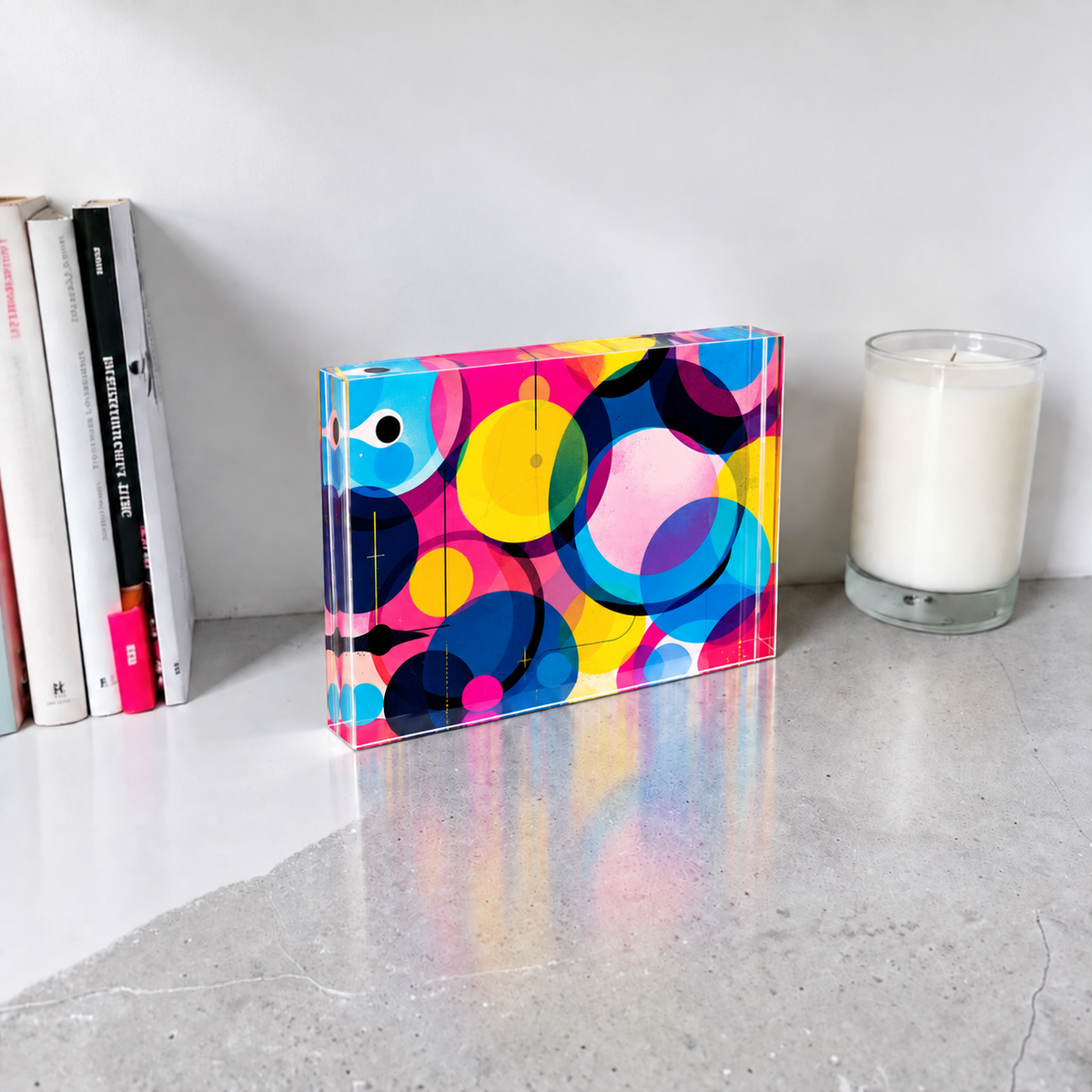 Colorful Abstract  Art Crystal Block Table Decor