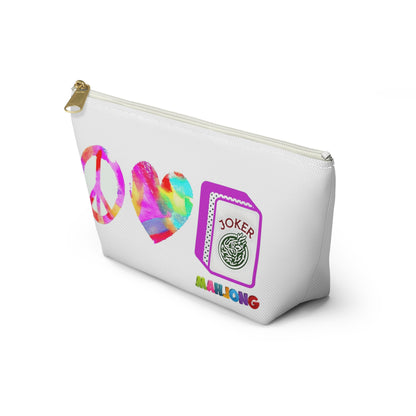 Peace Love Mahjong Tile Bag  Cosmetic Makeup Case Accessory Pouch