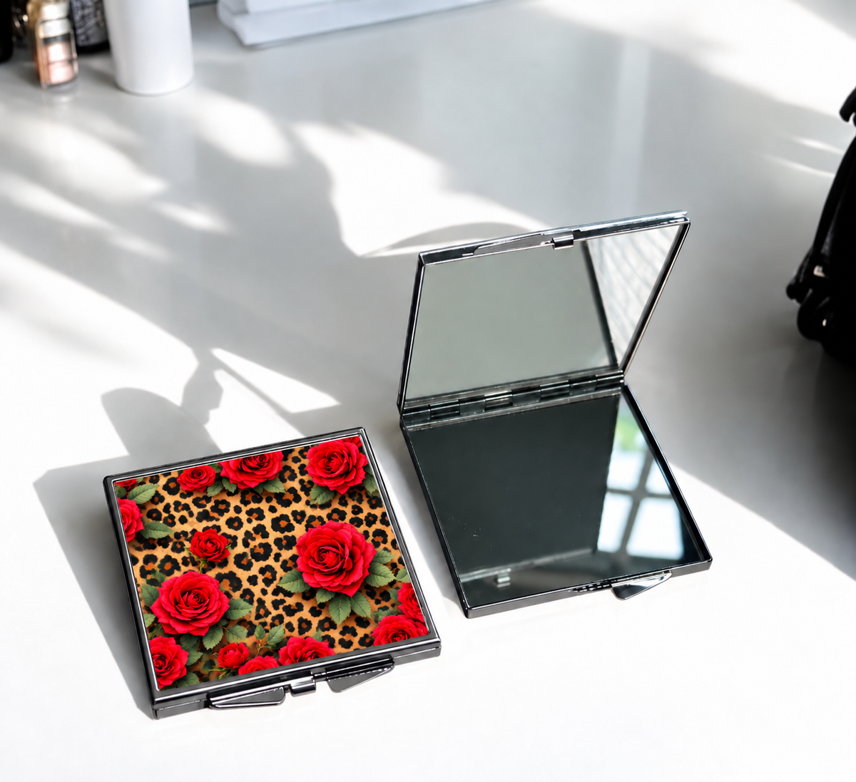 Leopard Floral Compact Mirror