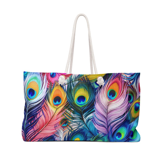 Peacock Art Tile Bag  Tote Beach Bag Travel Bag Weekender Bag