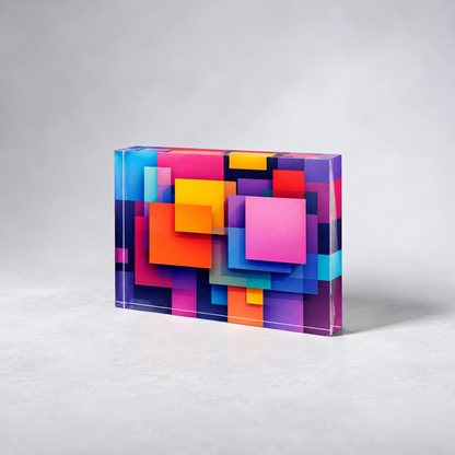 Colorful Abstract  Art Crystal Block Table Decor