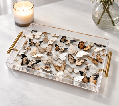 Neutral Butterflies Acrylic Tray