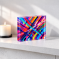 Colorful Abstract  Art Crystal Block Table Decor