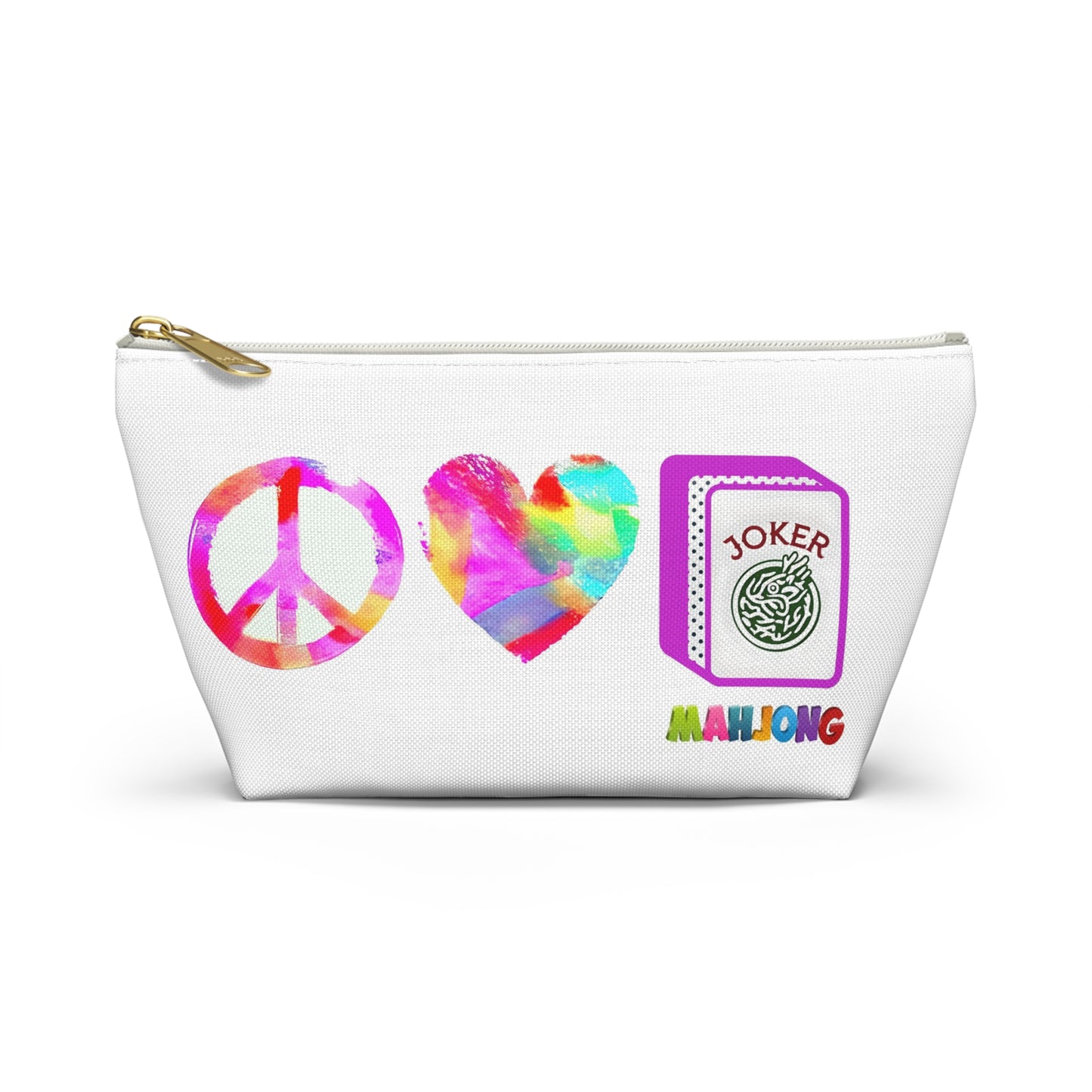 Peace Love Mahjong Tile Bag  Cosmetic Makeup Case Accessory Pouch