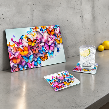 Floating Butterflies Cutting Board Serving Platter