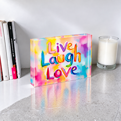 Live Laugh Love Crystal Block Table Decor